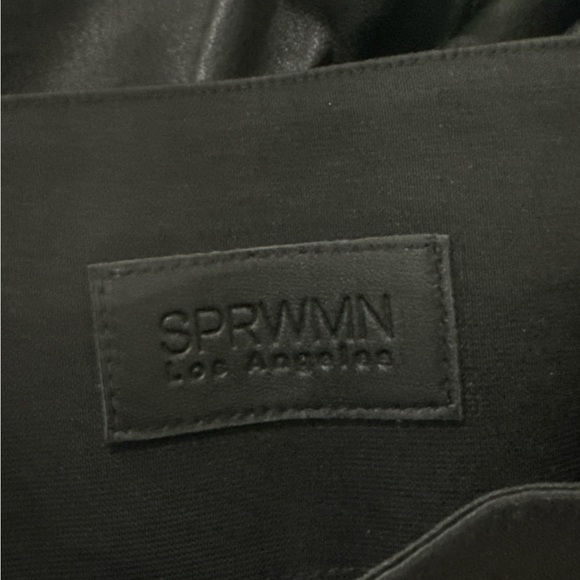 SPRWMN Black Leather Crop Flare Pants EUC Size Medium - Picture 5 of 6